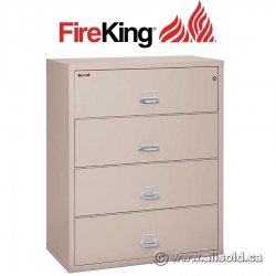 Tan FireKing 4 Drawer Fire Proof Lateral File Cabinet